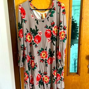 Matilda Jane gray long sleeve, knee length floral dress